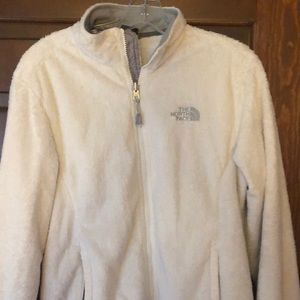 North Face white fur zip jacket